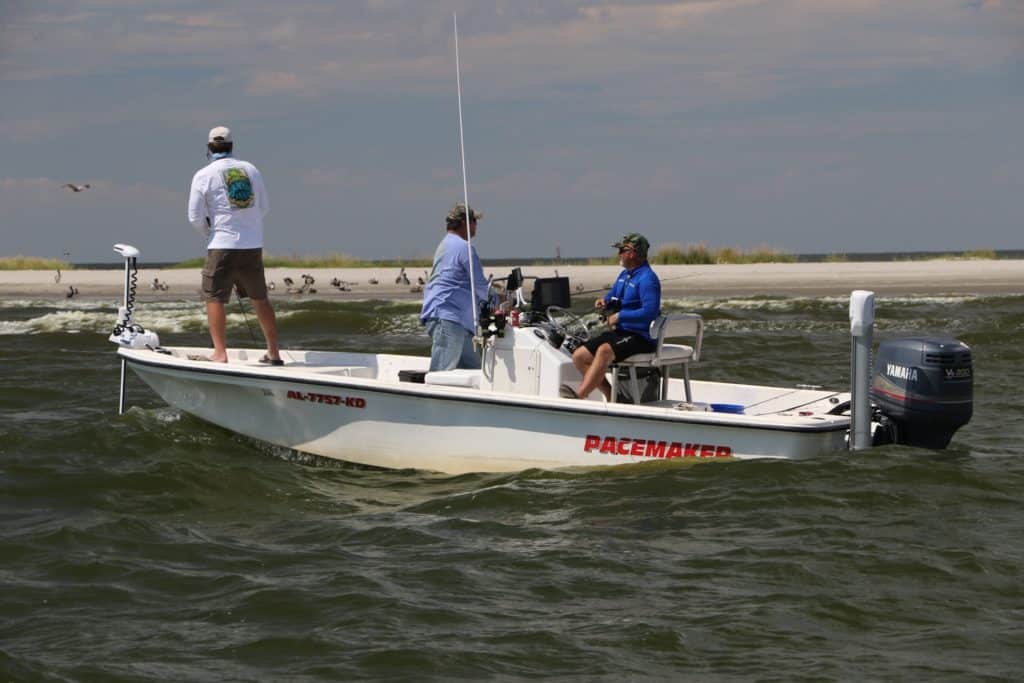 Louisiana redfish free for all — fishing choppy Breton Island