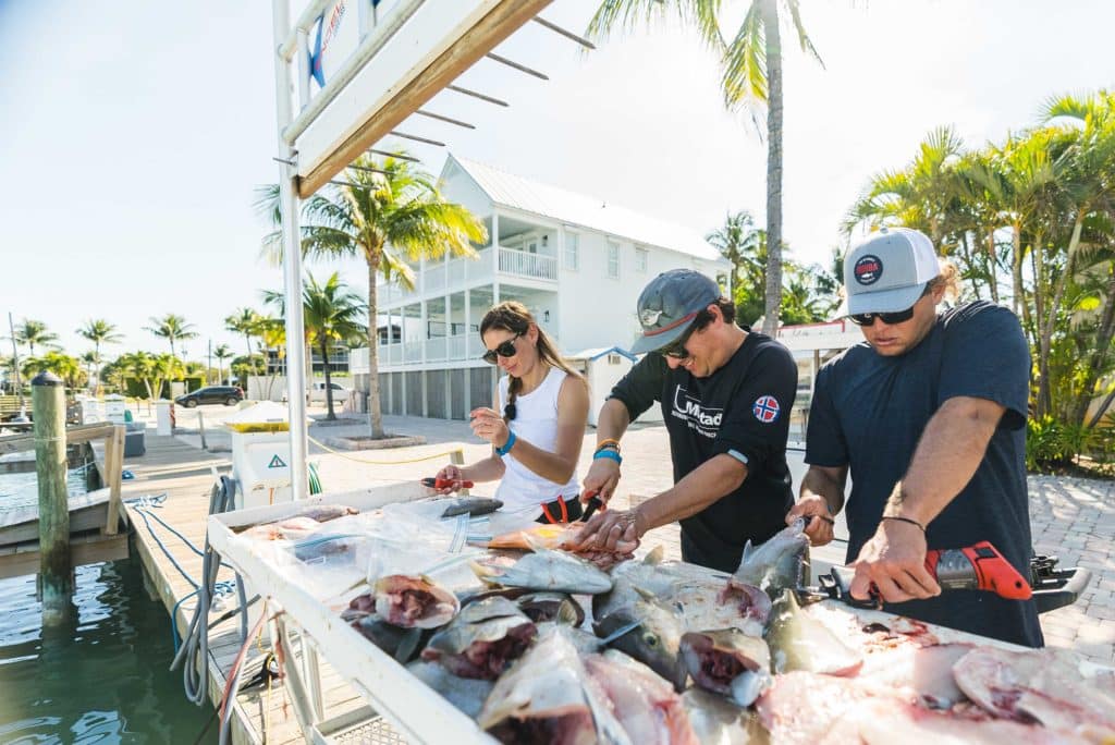 Filleting an assortment of fish using the Bubba knife