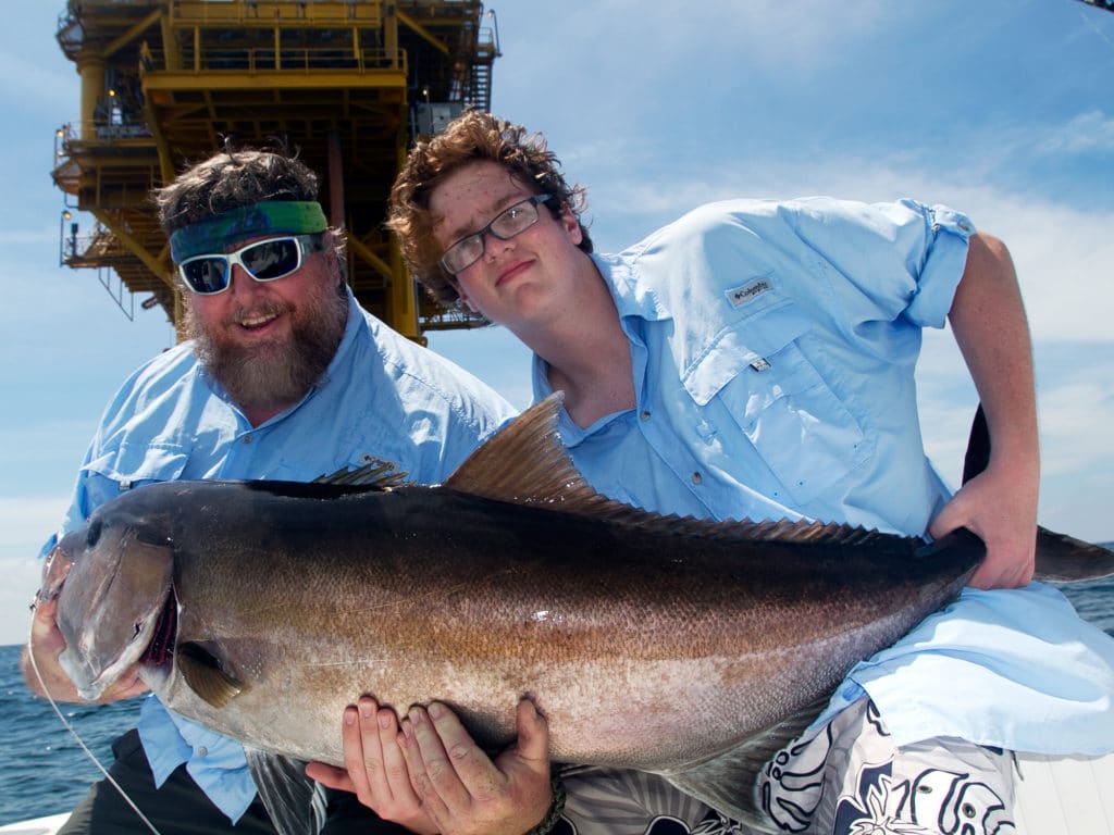 Greater amberjack caught while fishing off Venice, Louisiana