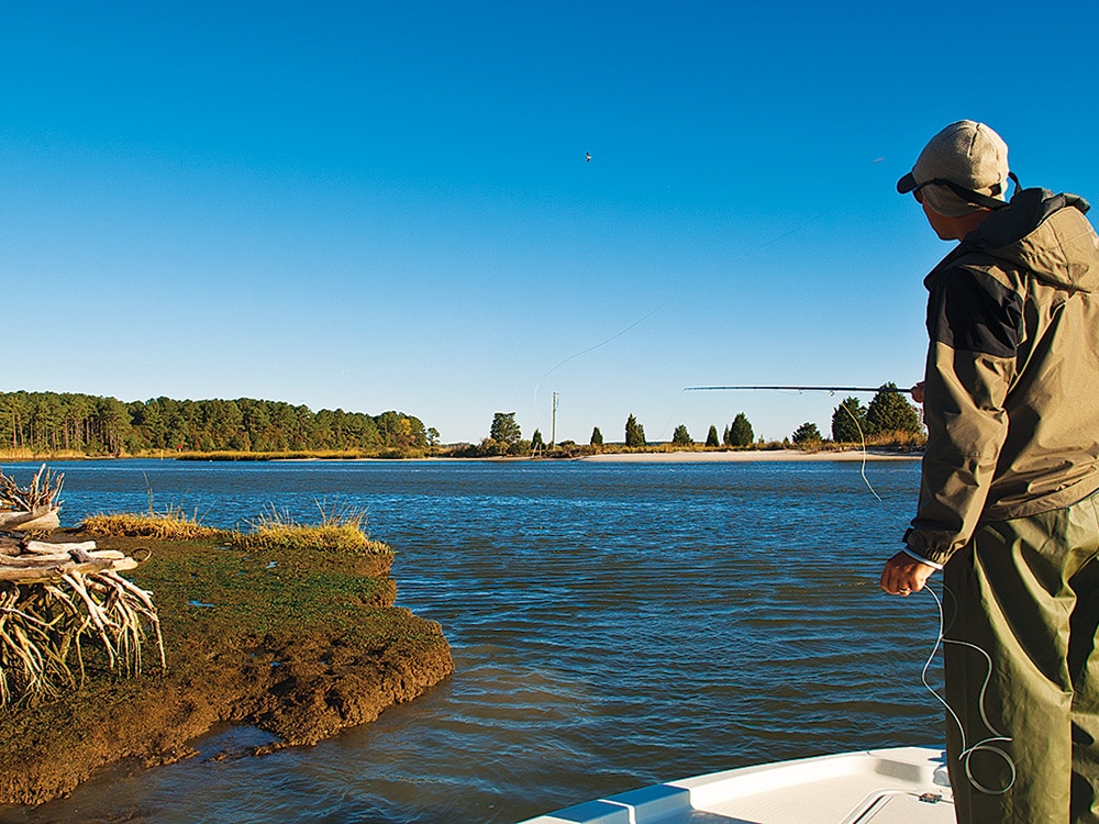 fly casting to a shoreline