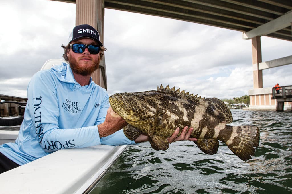 Small goliath grouper caught under bridge