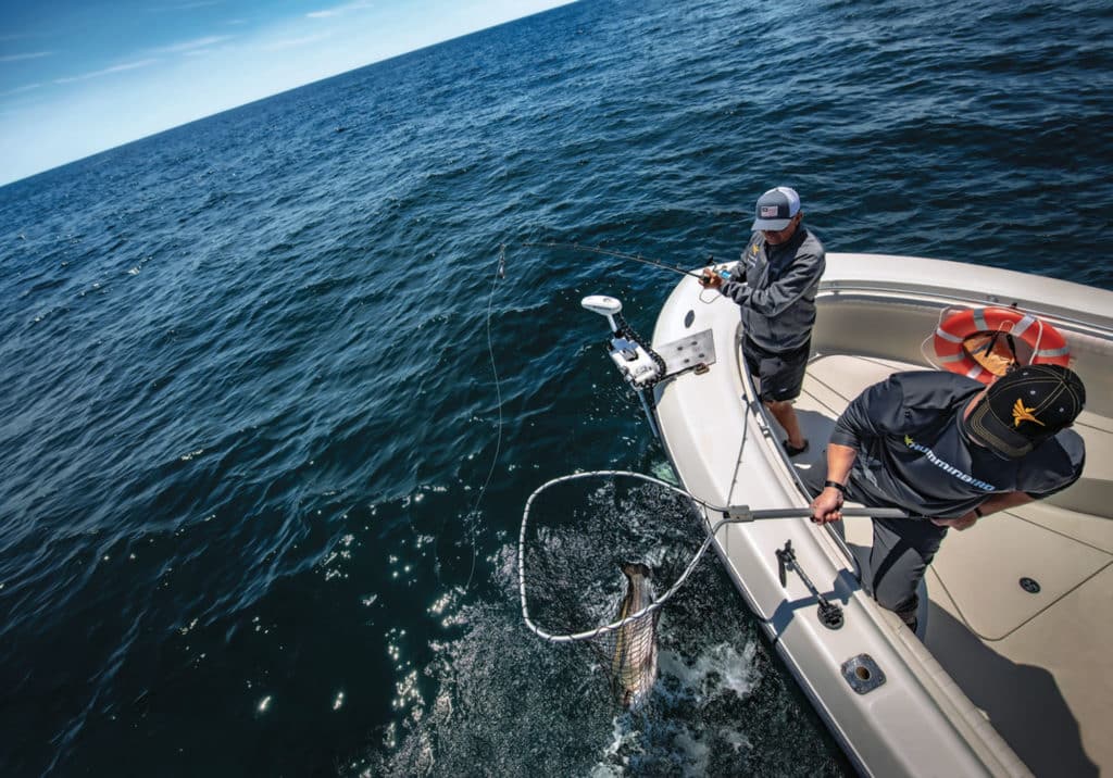 Using a trolling motor to boat a fish