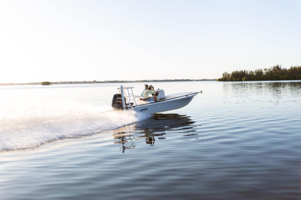 Hewes Redfisher navigating between islands